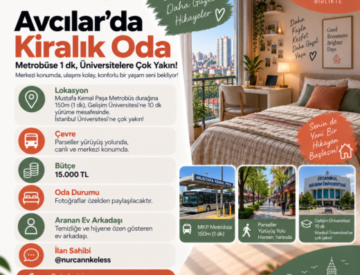 Anasayfa 8 Avcılar Mustafa Kemal Paşa Metrobüse 1 Dk Mesafede Kiralık Oda (Üniversitelere Çok Yakın)